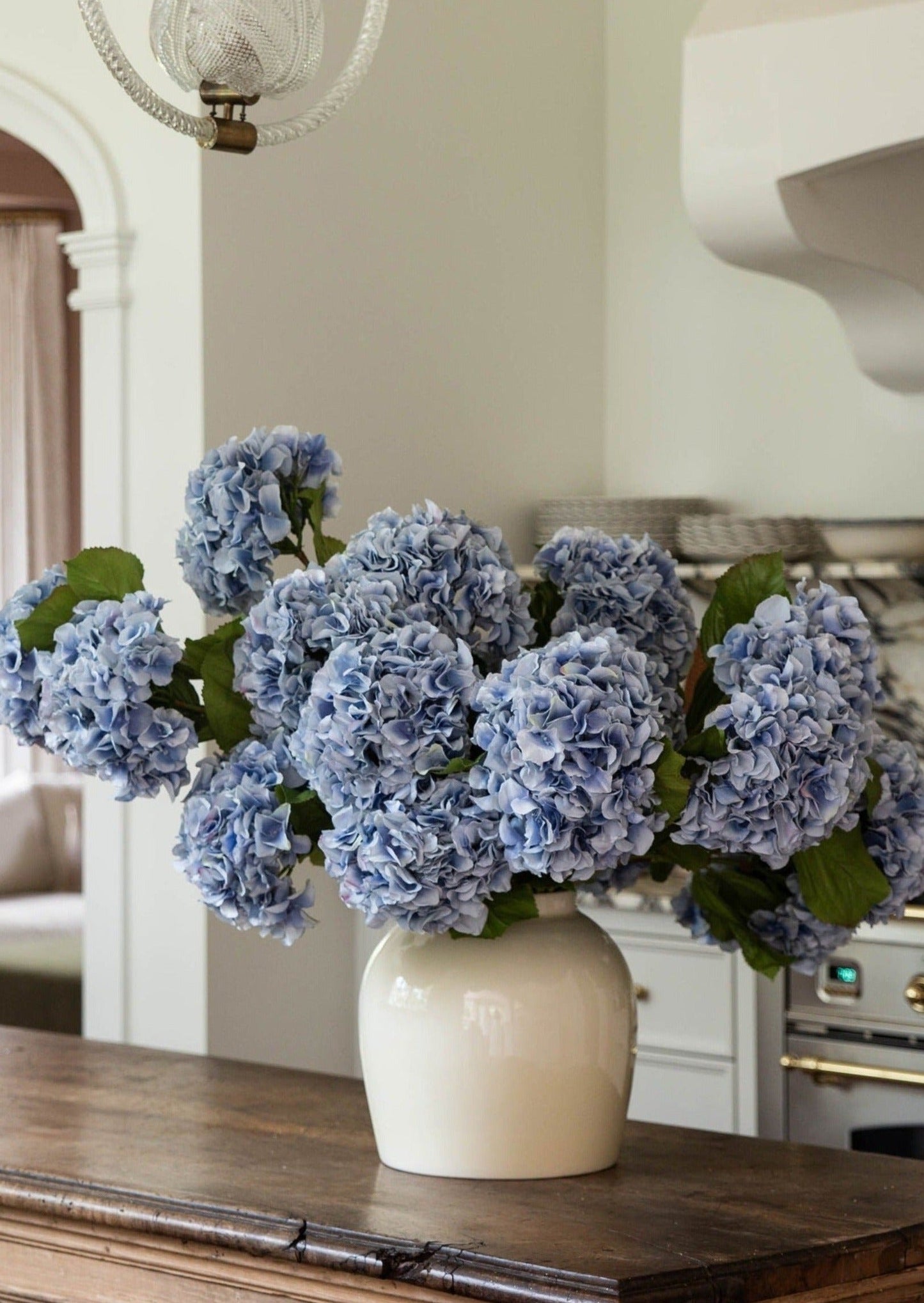 Tall Powder Blue Faux Hydrangea Flower - 45"