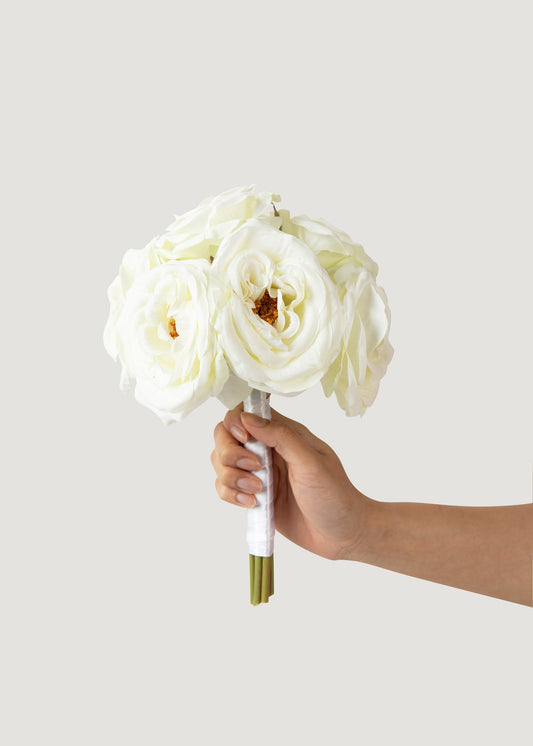 Cream Artificial Rose Flower Bouquet - 11"