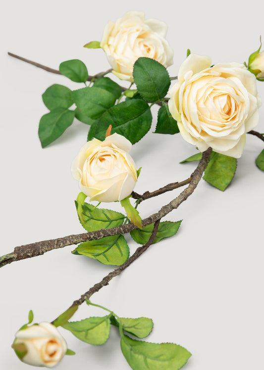 Artificial Rose Flower Garland in Soft Yellow - 48"