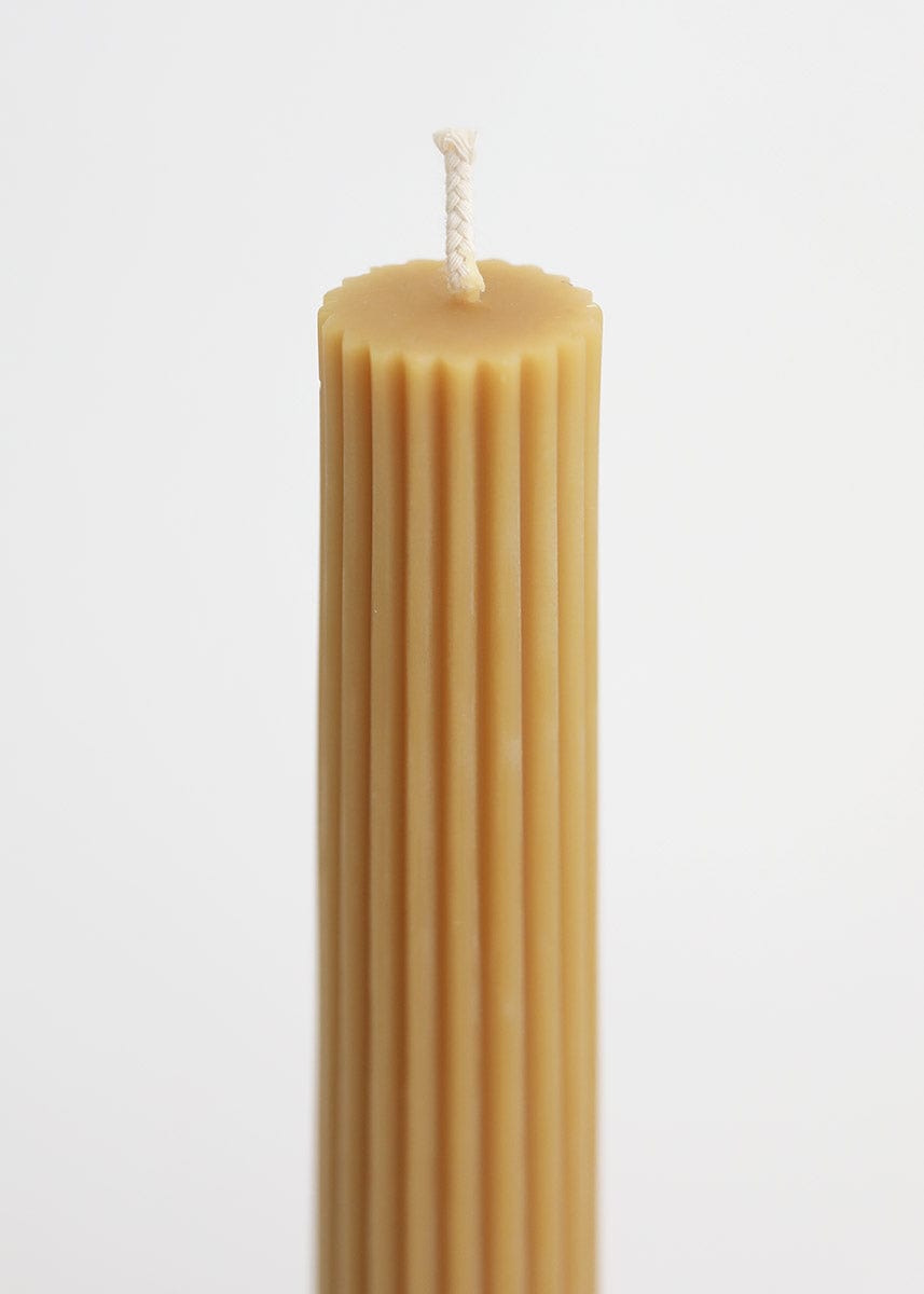 Natural Beeswax Fluted Pillar Candle - 13.5"