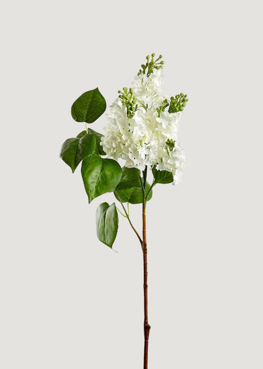 Artificial Blooming Lilac Branch in White - 26"