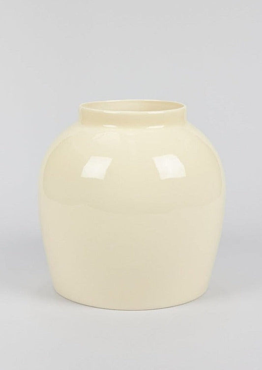 Afloral Large Tabletop Cream Glossy Ceramic Vase - 10.5"