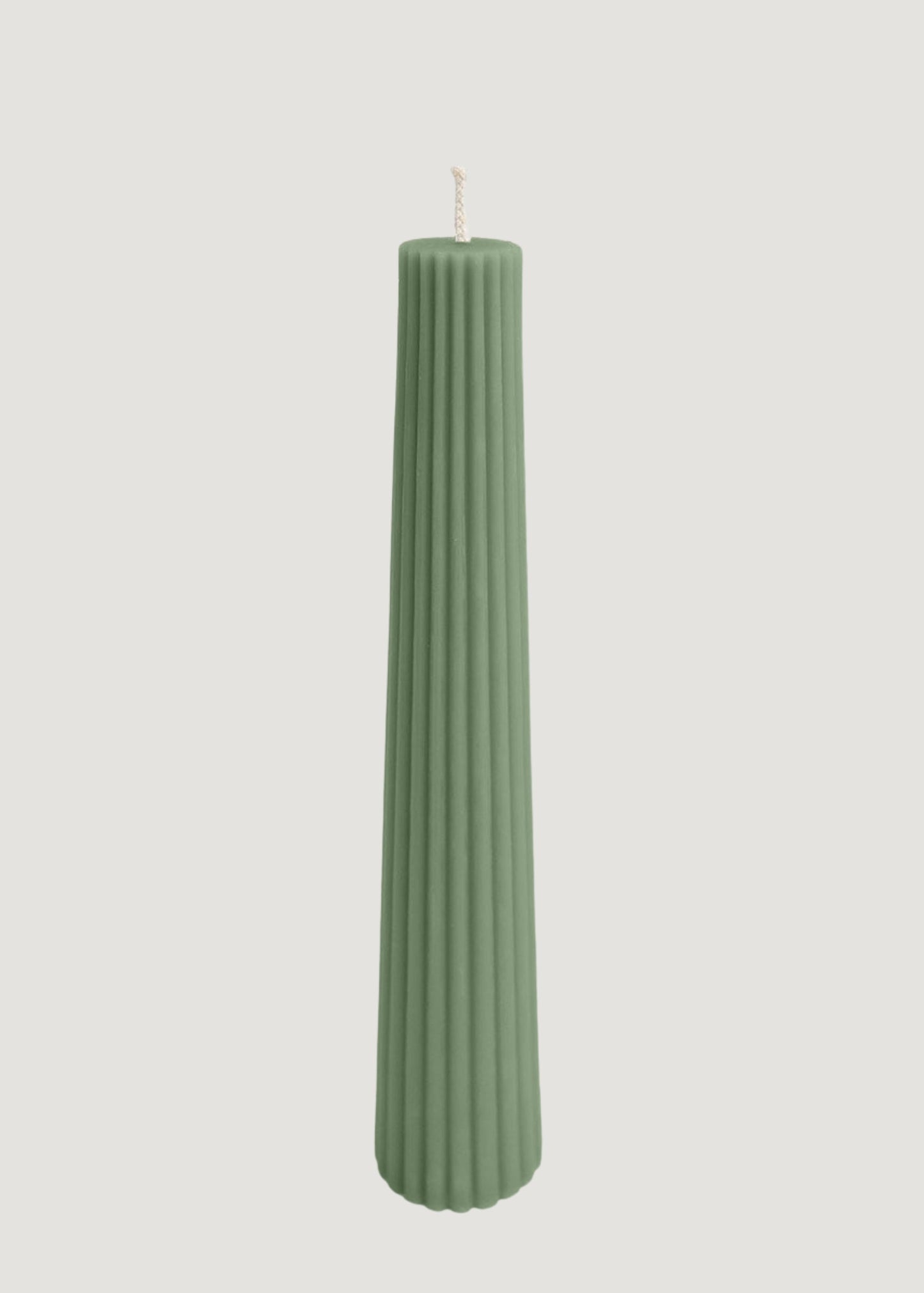 Natural Beeswax Fluted Pillar Candle in Sage - 13.5"