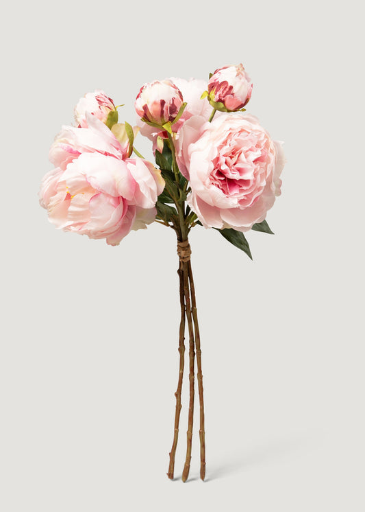 Pink Peony Faux Flower Bundle of Peonies - 21"