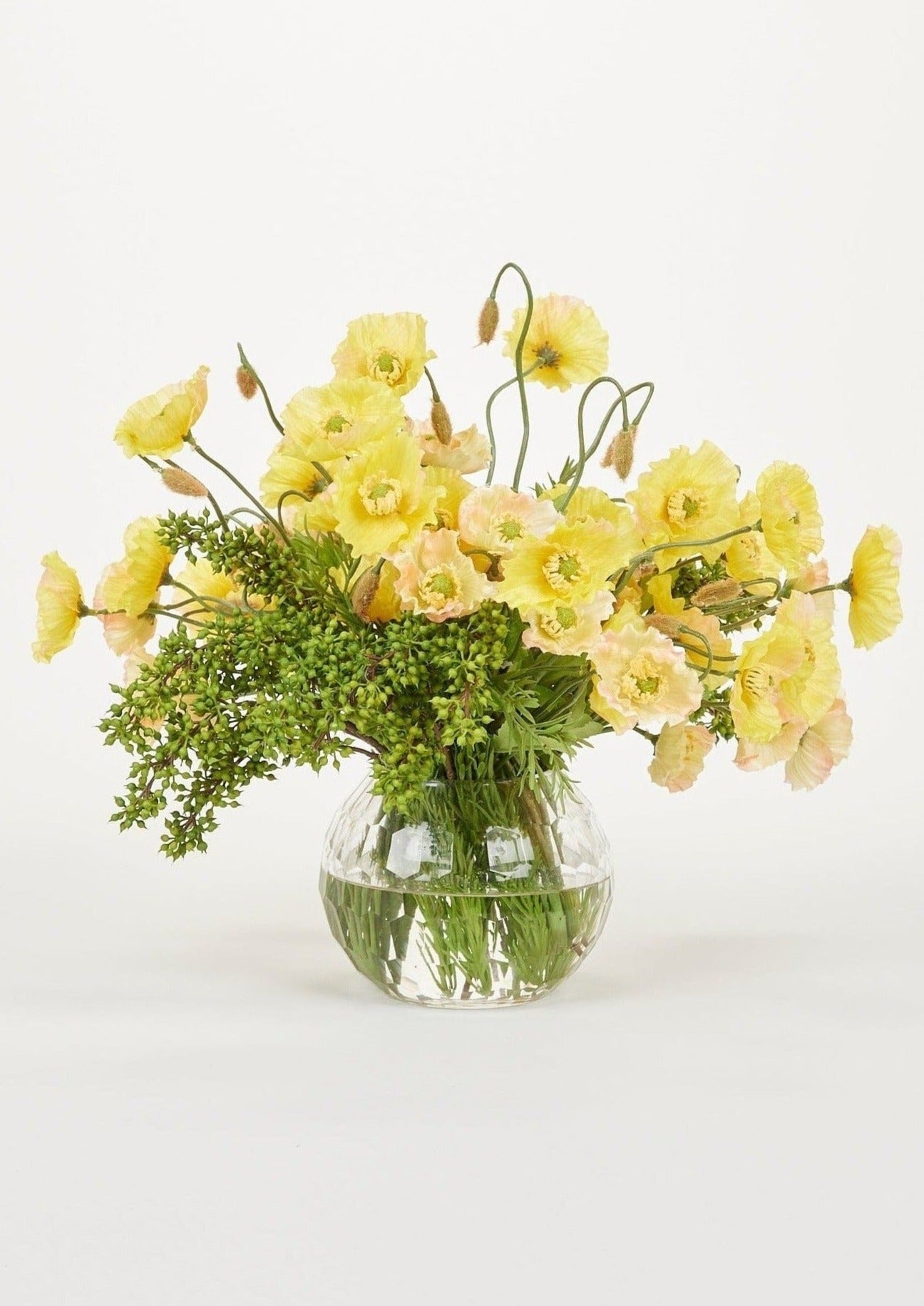 Yellow Faux Poppy Arrangement - 13"