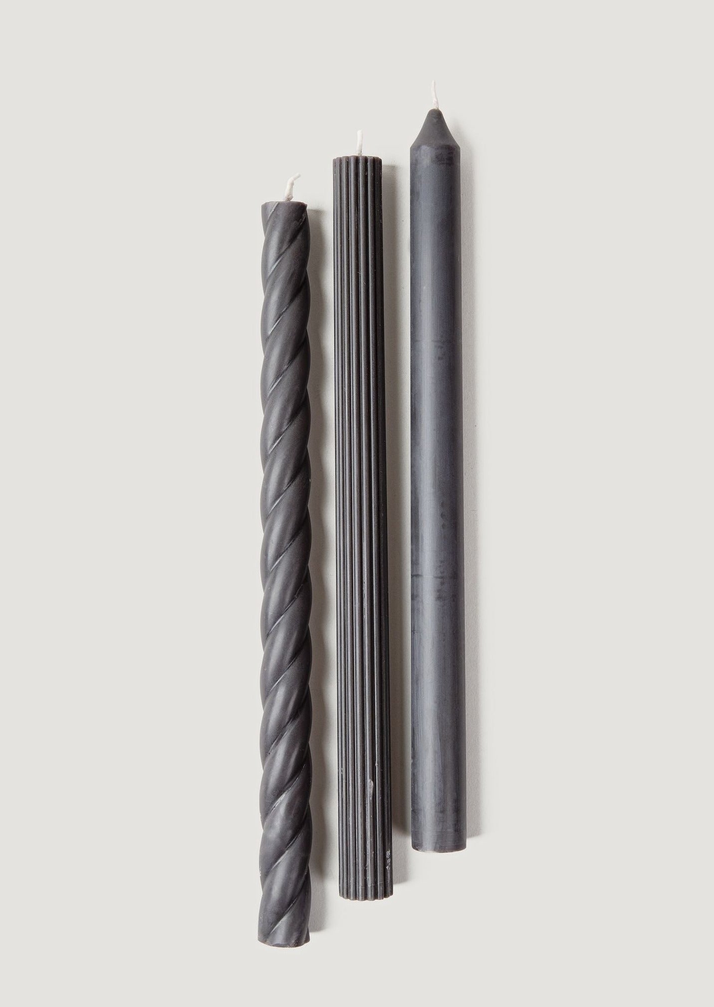 Pack of 3 Taper Candles in Black - 11"