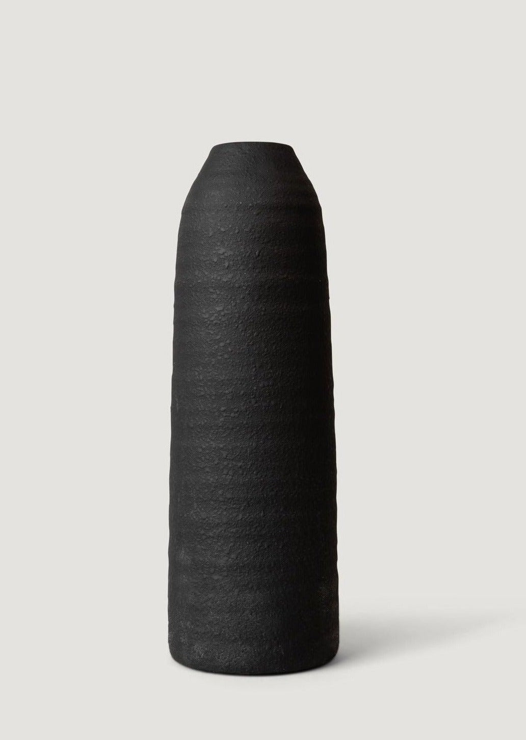 Tall Ceramic Branch Vase in Matte Black Glaze - 18.5"