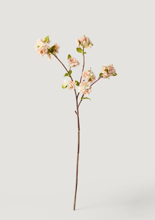 Cream Linen Faux Peach Blossom Branch - 41"