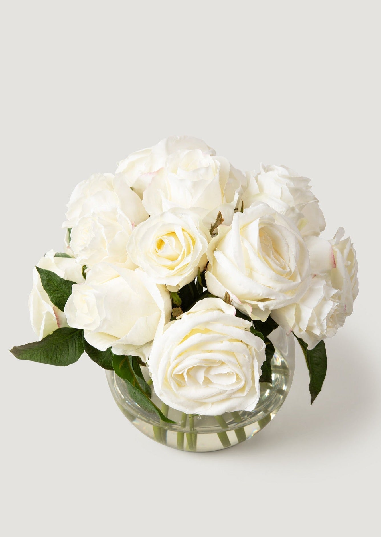 Real Touch Cream White Fake Rose Arrangement - 11.5"