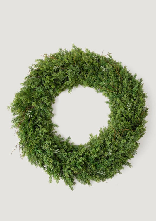 Artificial Winter Cedar and Juniper Wreath - 30"