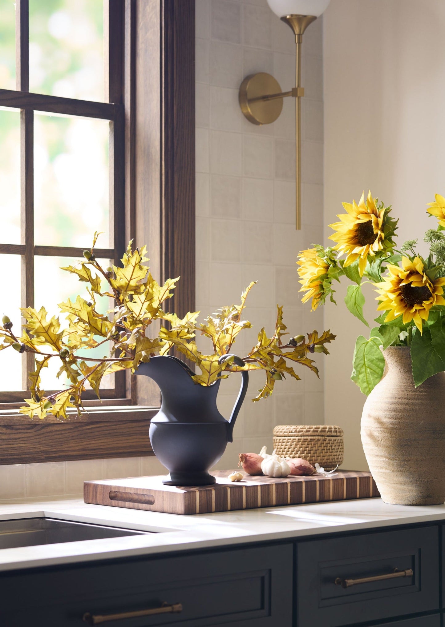 Sir/Madam Stoneware Pitcher Vase in Black - 9.75"