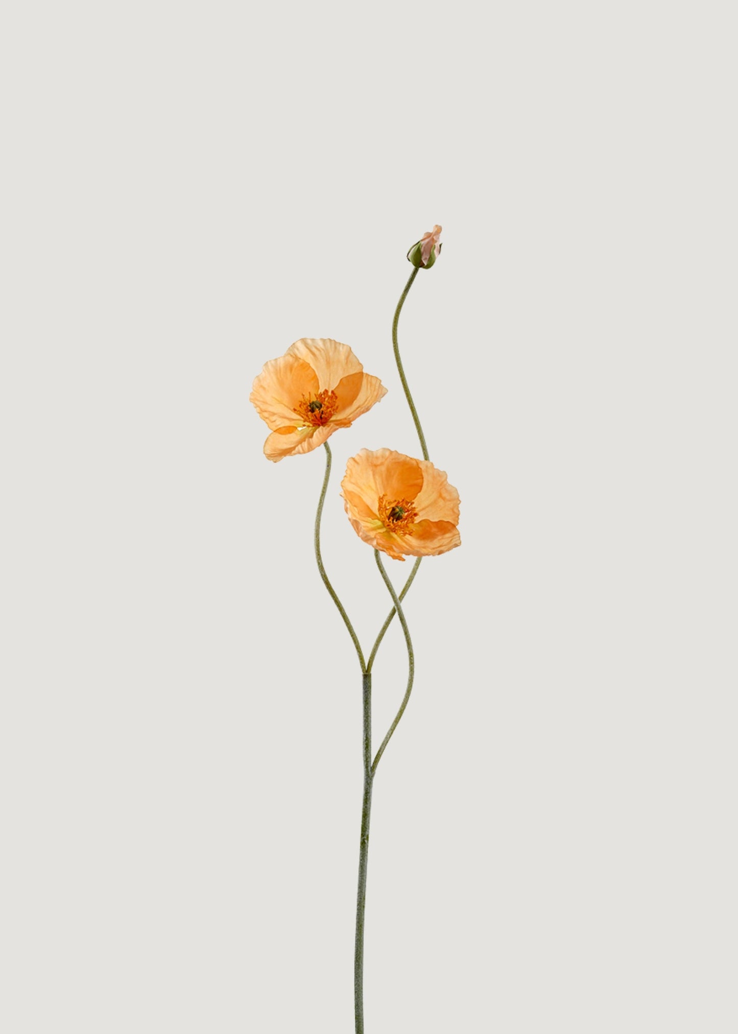 Artificial Poppy Flowers in Coral Orange - 29"