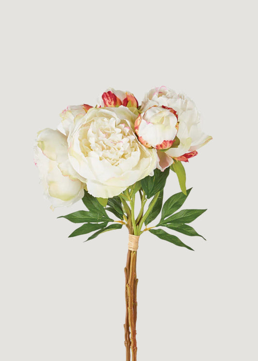 Cream Peony Faux Flower Bundle of Peonies - 21"