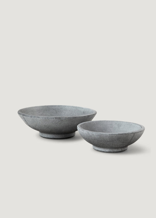 Set of 2 Handmade Terra Cotta Bowls in Black - 8.75-11.5" Wide